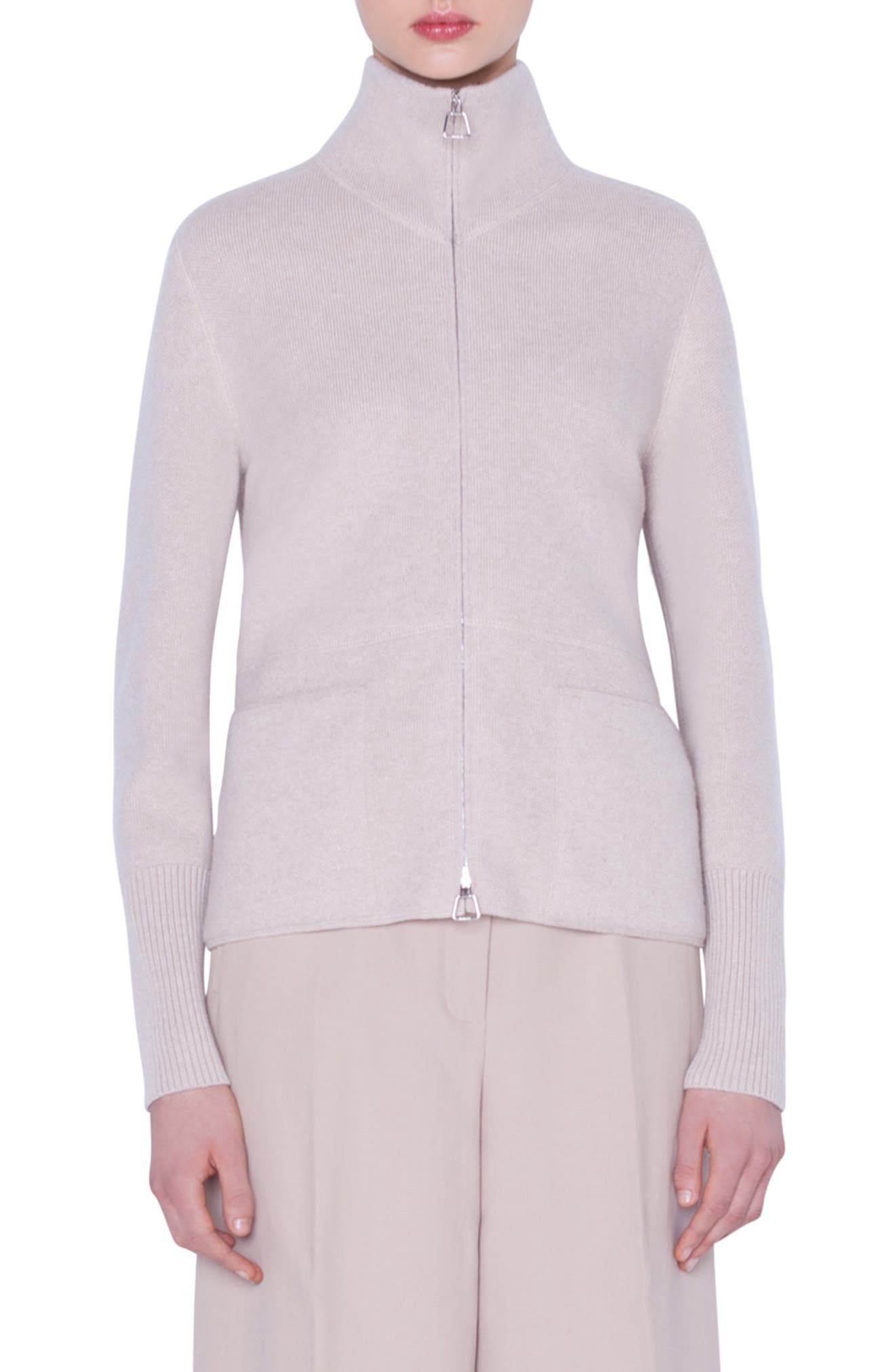 cashmere zip cardigan