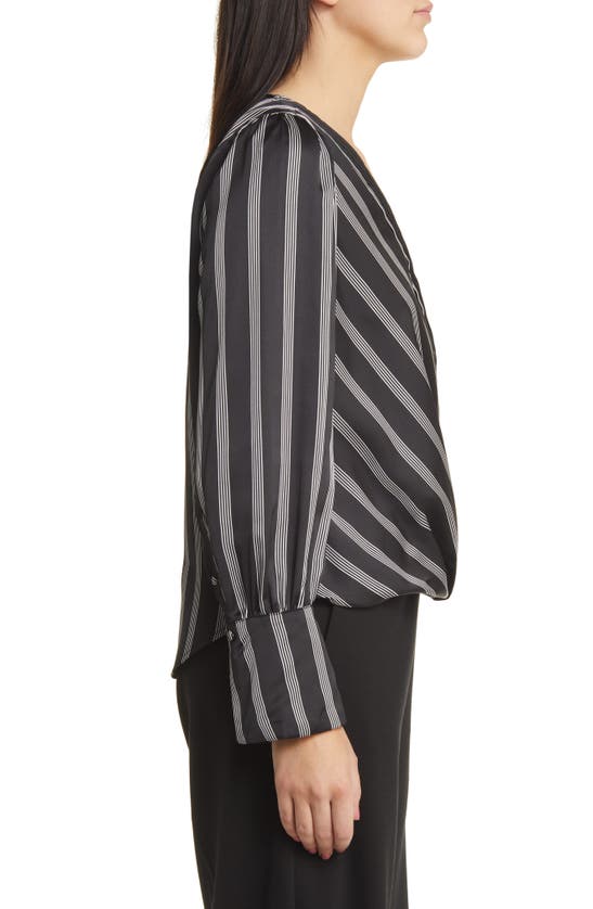 Shop Halogen ® Pintuck Balloon Sleeve Top In Rich Black Stripe