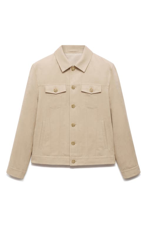 Mango Suede Effect Trucker Jacket In Beige
