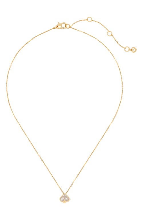 Kate Spade New York Mini Crystal Center Spade Pendant In Clear/gold.