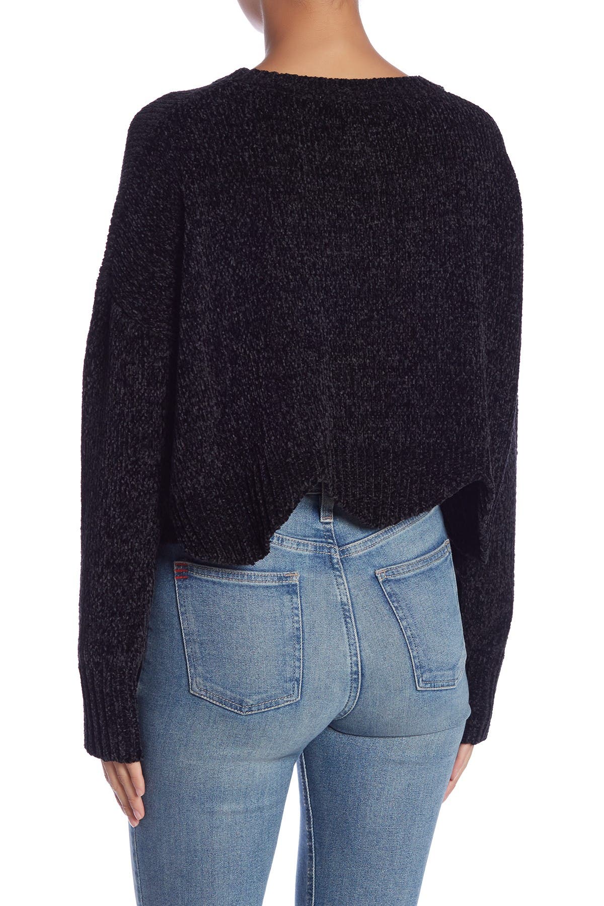 scalloped chenille sweater