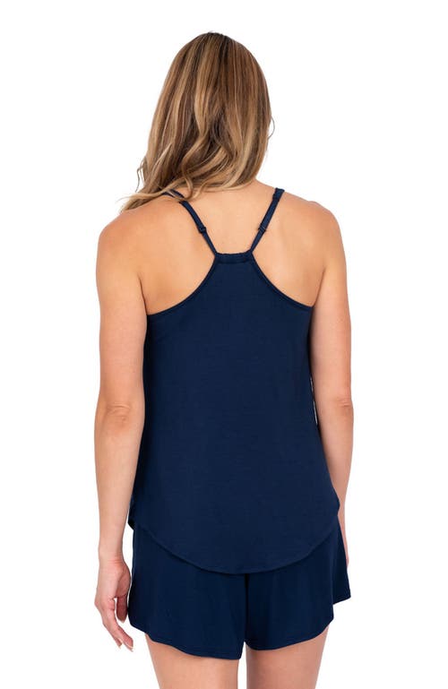 Jjwinks Sunrise Built-in Shelf Adjustable Smocked Lounge & Sleep Tank Top In Navy