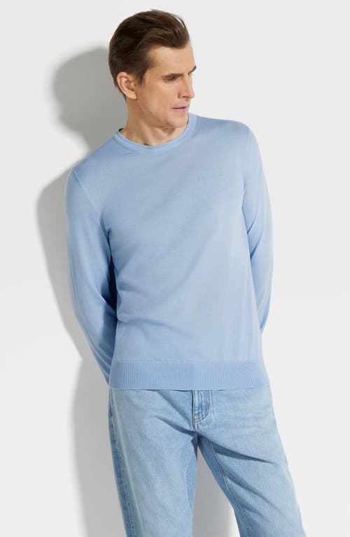 Shop Zegna Cashseta Cashmere & Silk Crewneck Sweater In Ghiaccio