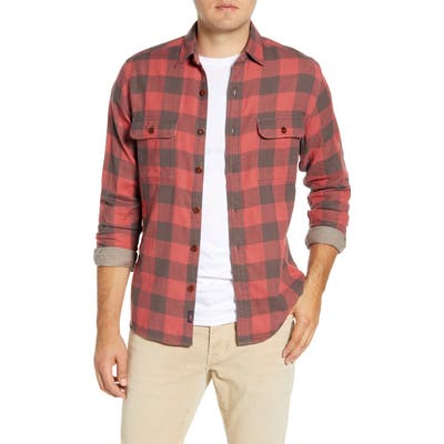 Faherty The Buffalo Regular Fit Plaid Button-Up Work Shirt, Red