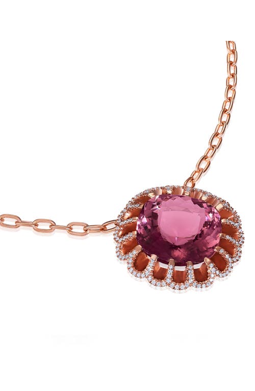 Mindi Mond Floating Pink Tourmaline & Diamond Pendant Necklace In Rose/diamond/tourmaline
