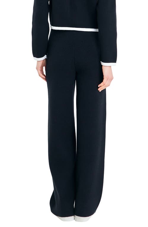 English Factory Contrast Detail Sweater Knit Pants In Black/white