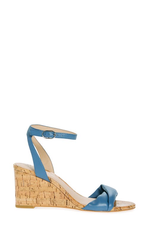 Stuart Weitzman Everly 75 Leather Wedge Sandal In Atlantic Blue