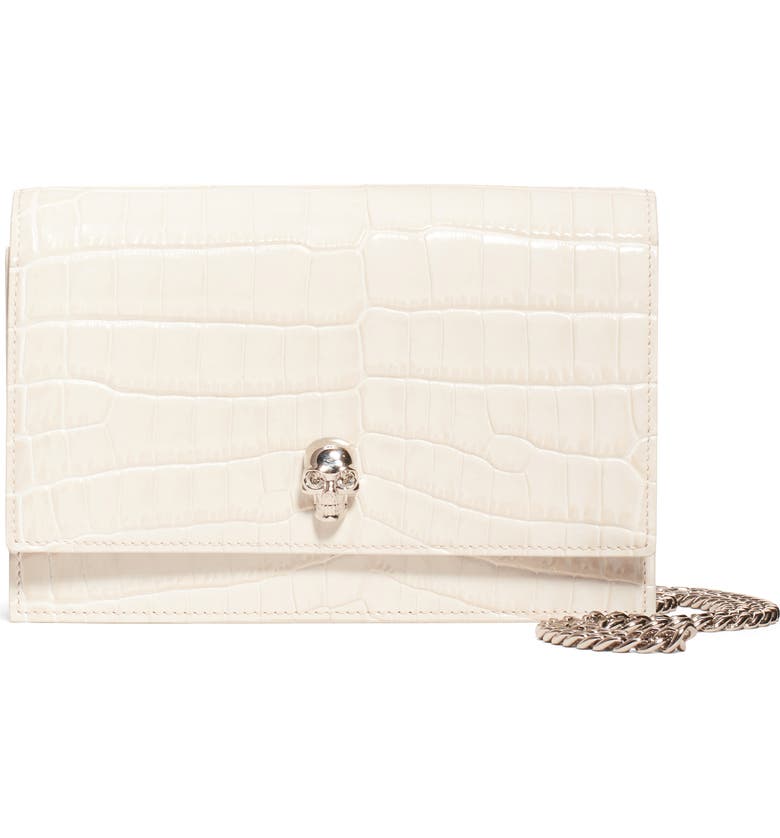 Alexander Mcqueen Mini Skull Croc Embossed Leather Shoulder Bag Mini Skull Croc Embossed Leather Shoulder Bag Main Color New Bone