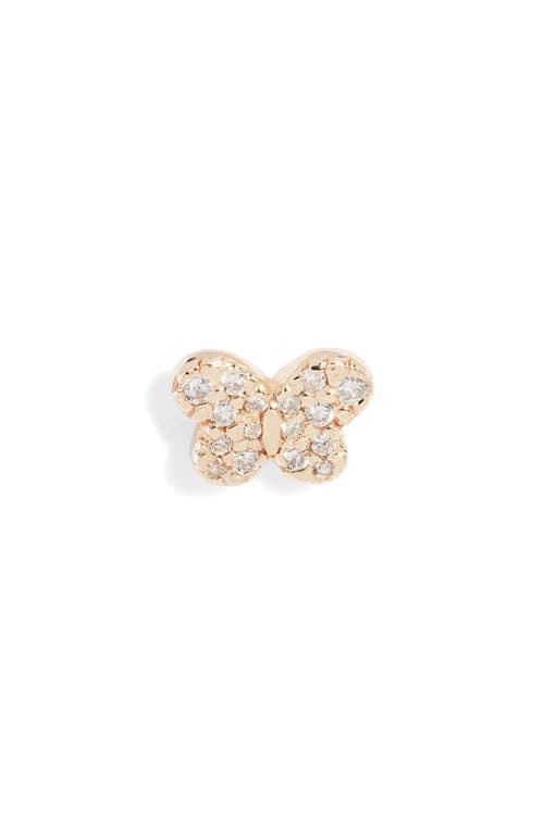 Anzie Love Letter Single Pavé Butterfly Stud Earring In Gold