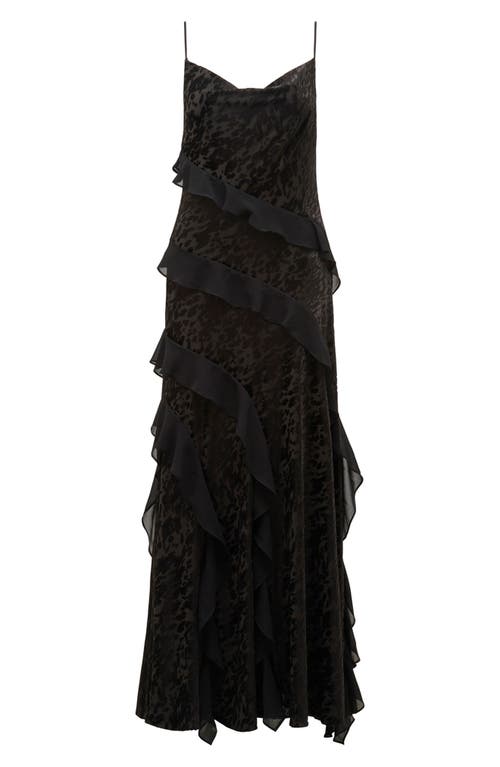 Shop Ever New Piper Ruffle Velvet Sleeveless Maxi Dress In Black