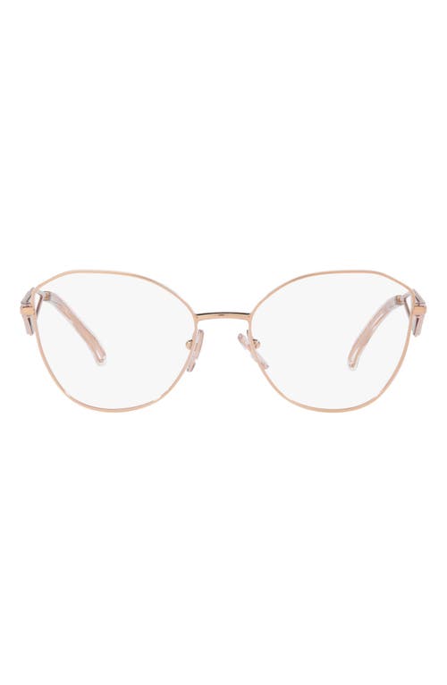 Prada 55mm Round Optical Glasses in Pink Gold at Nordstrom