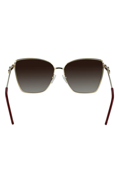 Ferragamo Vara 59mm Rectangular Sunglasses In Gold/burgundy