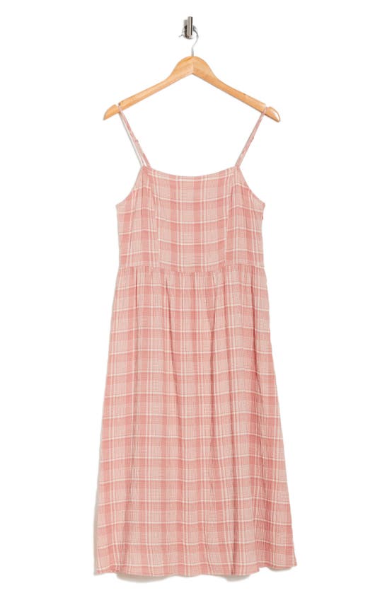 Shop Melrose And Market Plaid Midi Dress In Pink- Ivory Judy Plaid