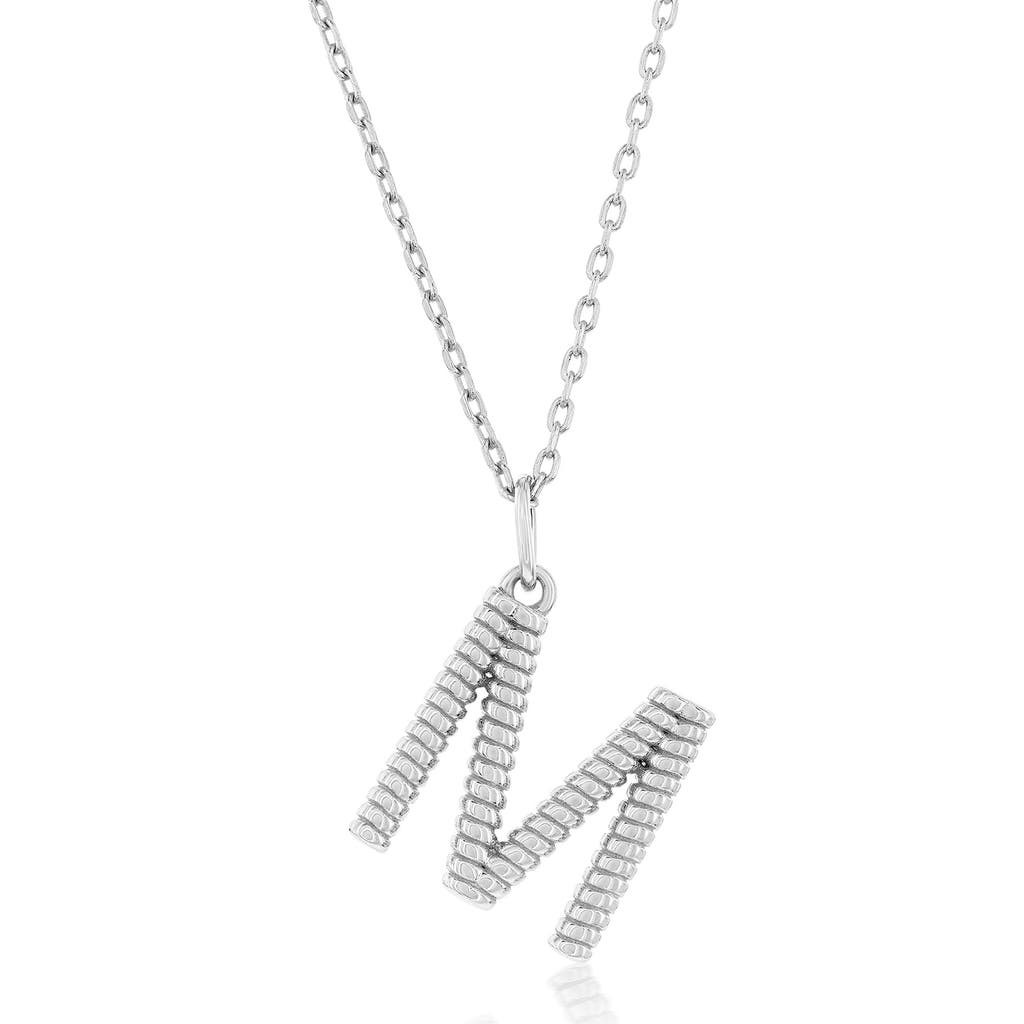 Simona Croissant Initial Pendant Necklace In Silver- M