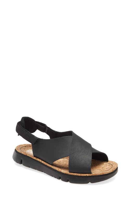 Shop Camper Oruga Slingback Sandal In Black/beige Leather