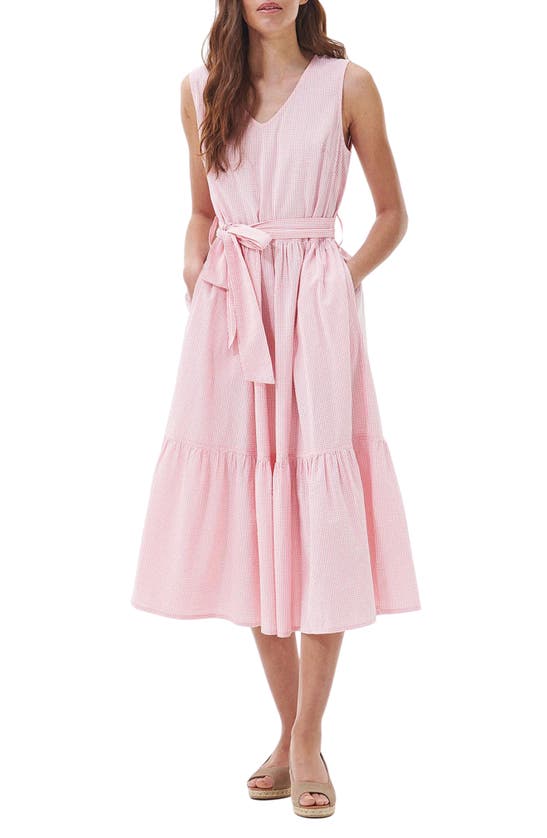 Barbour Azalea Gingham Cotton Seersucker Dress In Pink