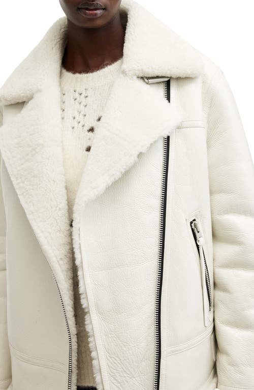 Shop Allsaints Sola Genuine Shearling Moto Jacket In White