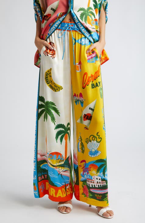 Alemais Megan Silk Pant Size 10 And Oversized Shirt Size 8 Set Print