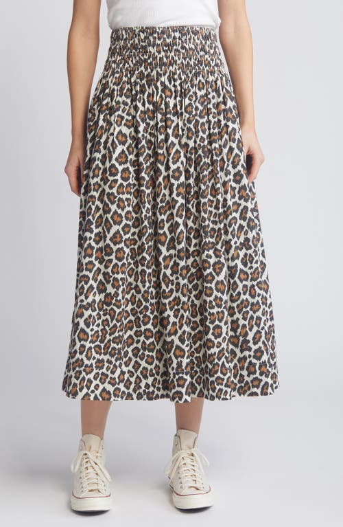 The GREAT. Viola Leopard Print Cotton Midi Skirt Heritage at Nordstrom,