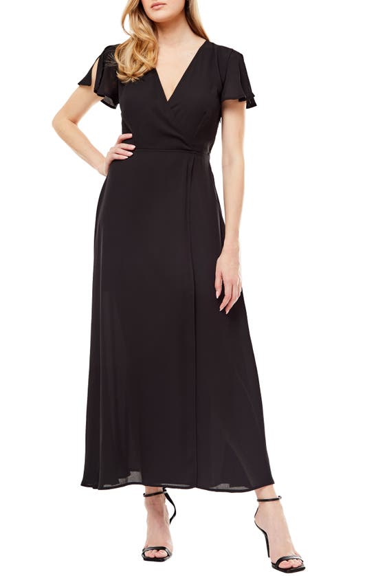 Love By Design Marie Ii Wrap Maxi Dress In Black
