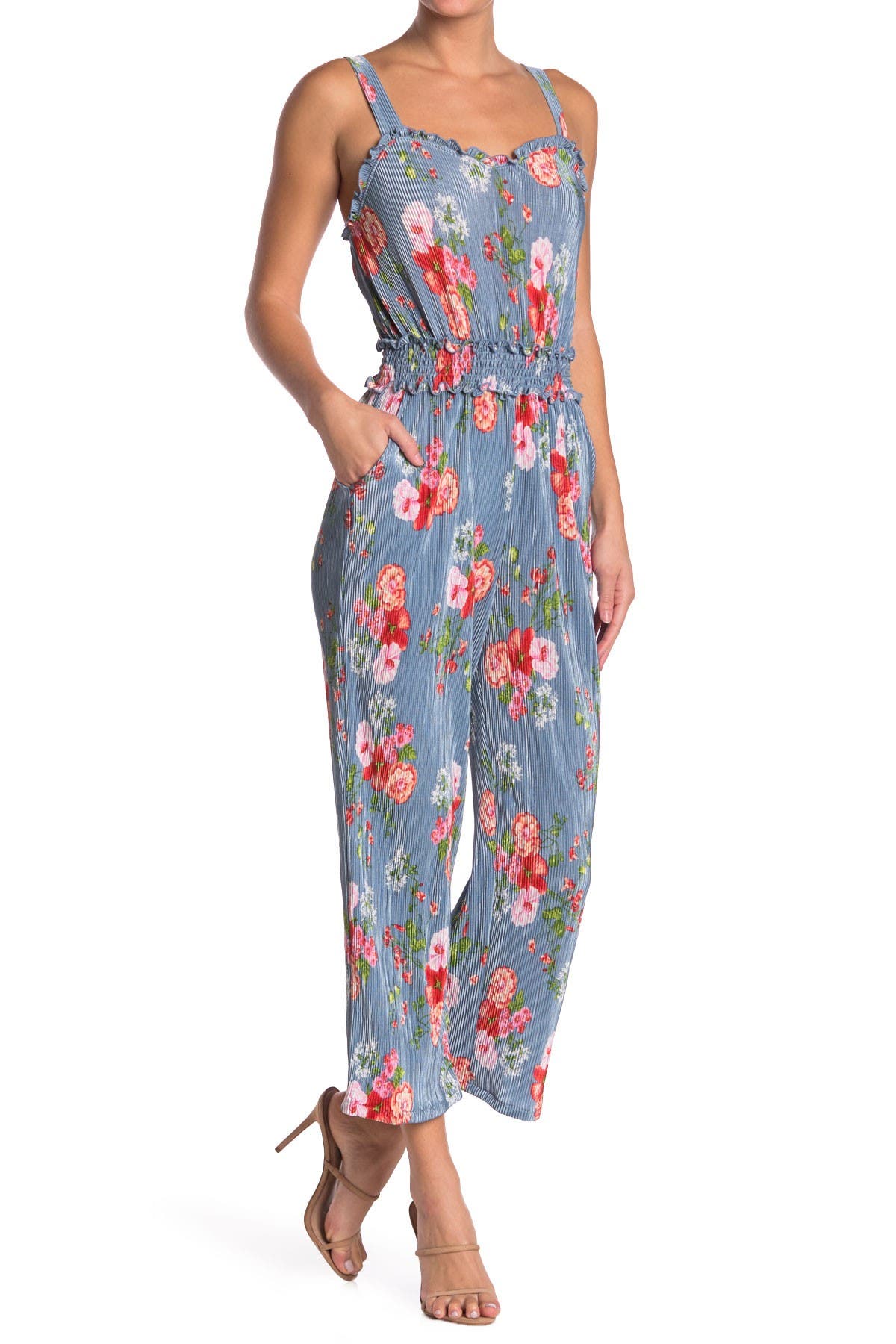floral sleeveless jumpsuit