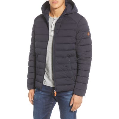 Save The Duck Water Resistant Hooded Puffer Jacket, Blue