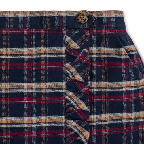 Shop Hope & Henry Girls' Flannel Ruffle Skirt, Toddler In Navy Autumn Plaid