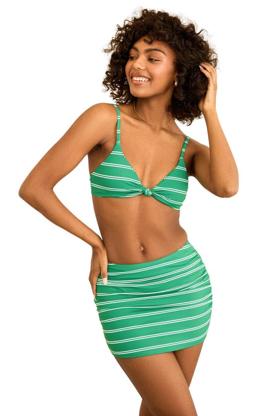 Shop Dippin Daisys Lucky Swim Mini Length Skirt In Green Moto Stripe