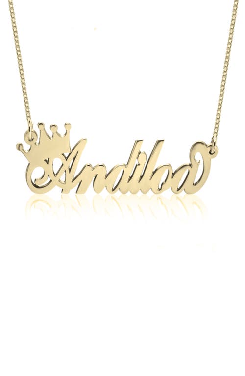 Crown Me Personalized Nameplate Pendant Necklace in Gold Plated