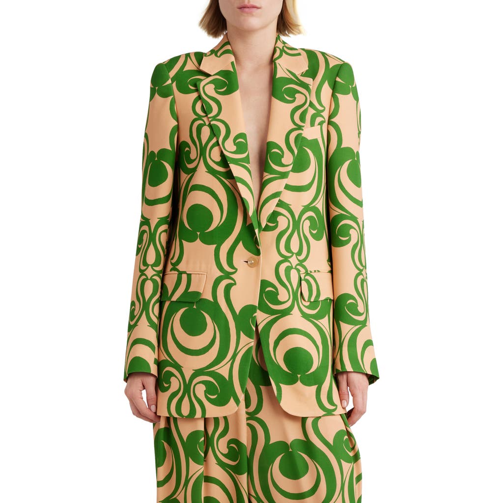 Dries Van Noten Blanchet Abstract-print Jacket In Green