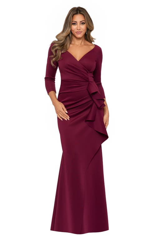 Shop Xscape Evenings Ruffle Scuba Gown In Wine