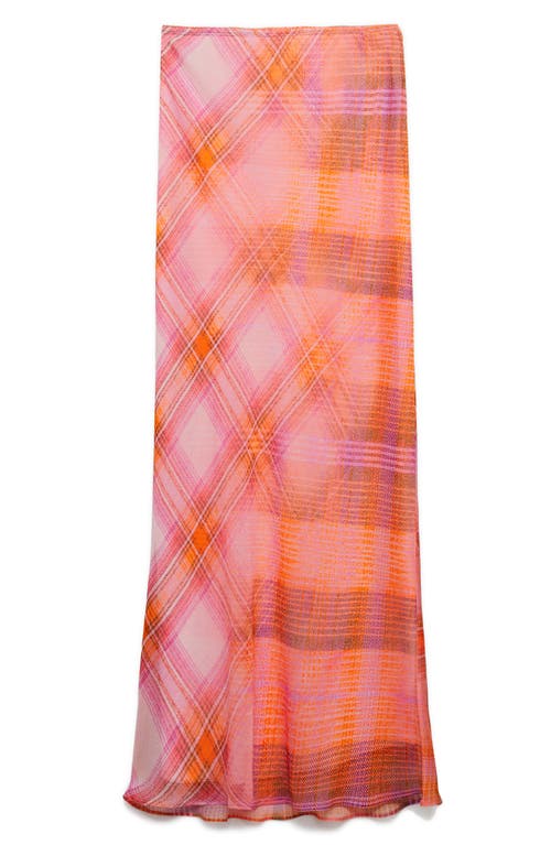 Shop Mango Plaid Maxi Skirt In Orange