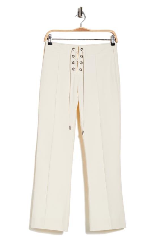 Shop Frame Lace-up Stretch Cotton Trousers In Cream
