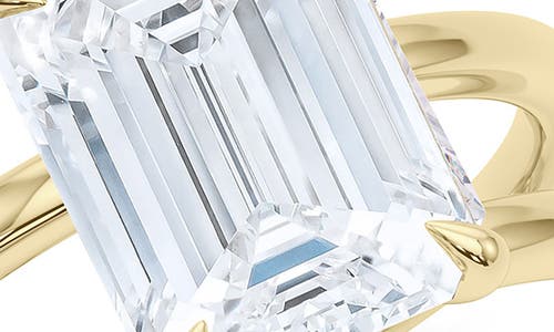Hautecarat Emerald Cut Double Band Lab Created Diamond Ring In 4.00 Ctw 18k Yellow Gold