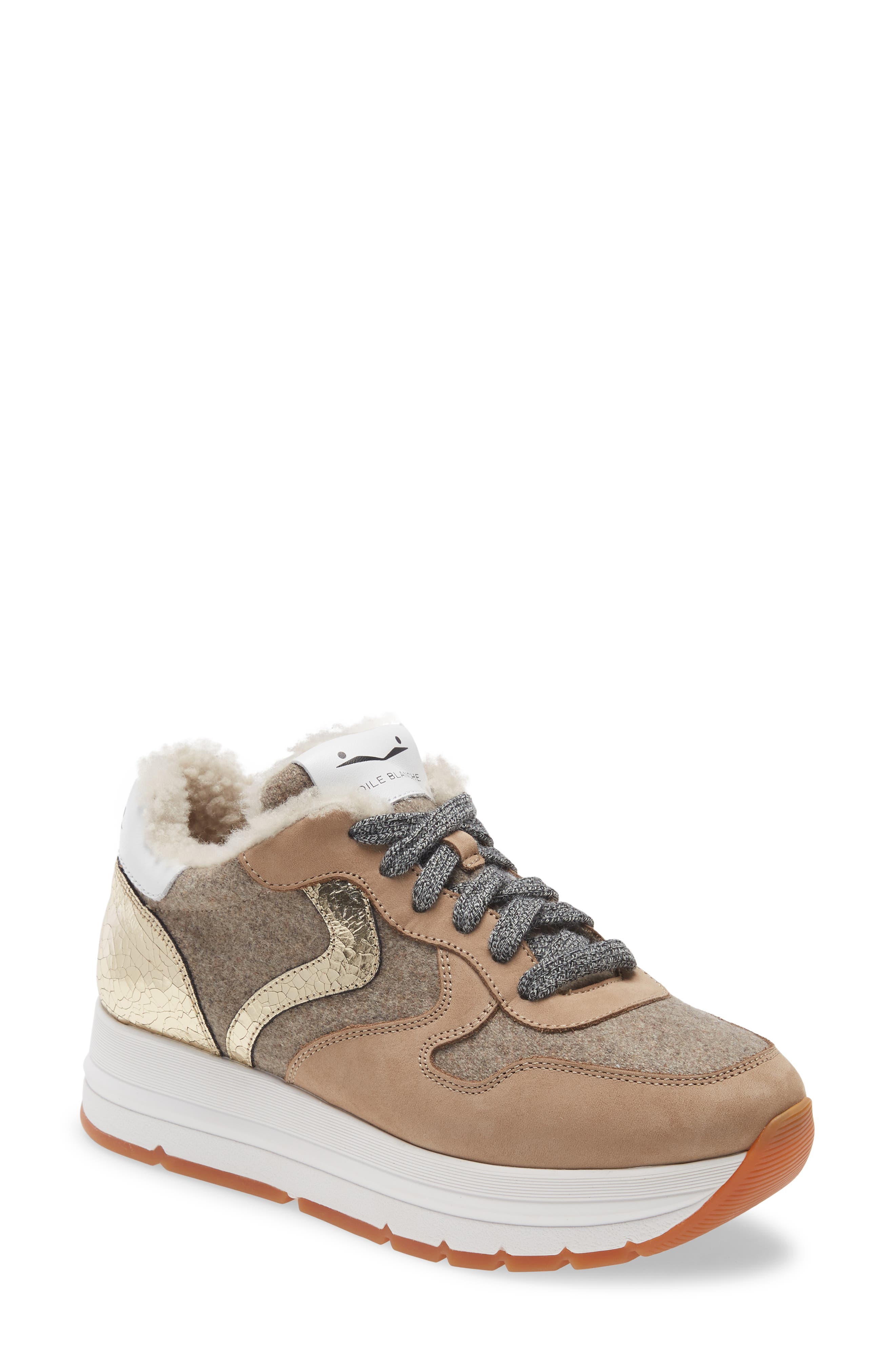 Voile Blanche Maran Genuine Shearling Lined Sneaker In Beige-grigio-platino  | ModeSens