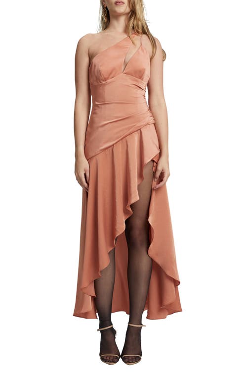 Faye One-Shoulder Cutout Cocktail Dress in Burnt Rose
