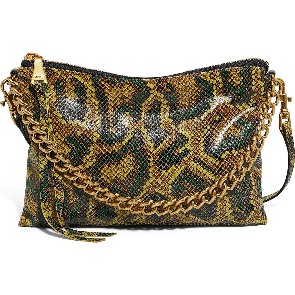 Aimee Kestenberg Mystro Heart Chain Crossbody Bag In Cumin Snake/black
