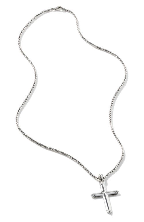 John Hardy Men's Classic Chain Cross Pendant Necklace in Silver at Nordstrom, Size 24 In
