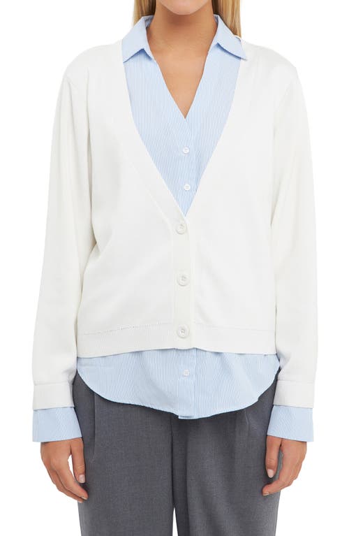 English Factory Mixed Media Cardigan in Cream at Nordstrom, Size Large