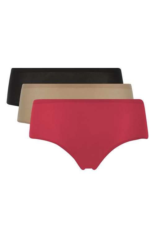 Chantelle Lingerie Soft Stretch Assorted 3-Pack Briefs in Red/beige/black at Nordstrom