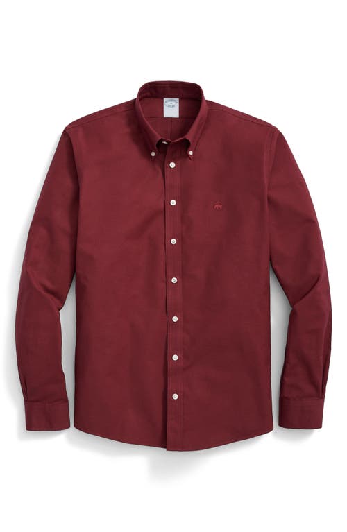 Shop Brooks Brothers Solid Red Non-iron Stretch Cotton Button-down Shirt