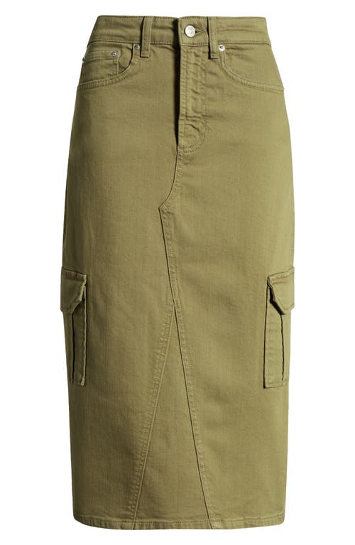 Shop Rails Highland Cargo Denim Midi Skirt In Dark Olive