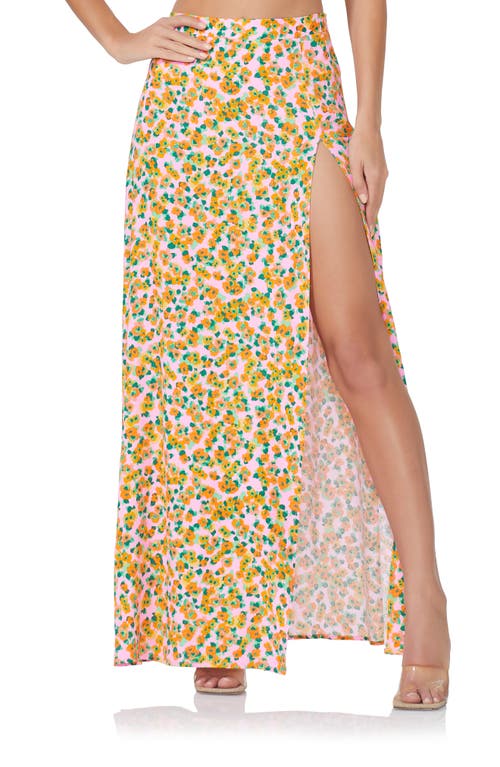 Deren Floral Slit Hem Maxi Skirt in High Summer Ditsy