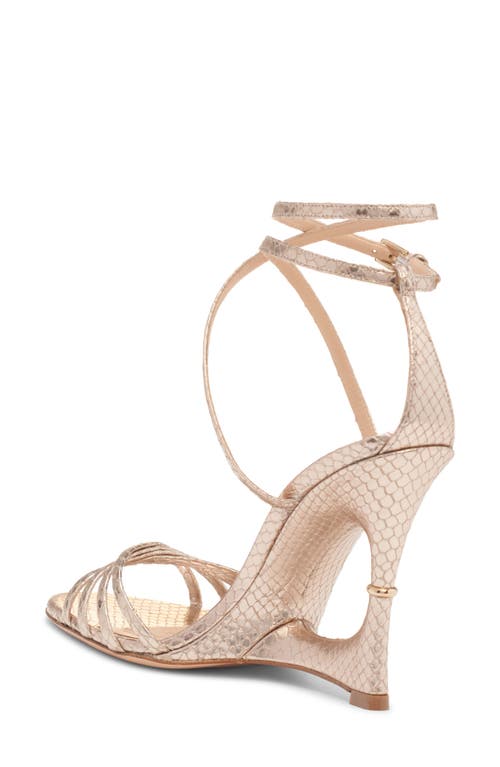 Shop Tom Ford Paradis Strappy Snakeskin Embossed Metallic Leather Sandal In Champagne