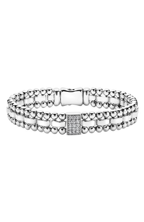 Shop Lagos Caviar Spark Diamond Rectangle Link Bracelet In Silver/diamond