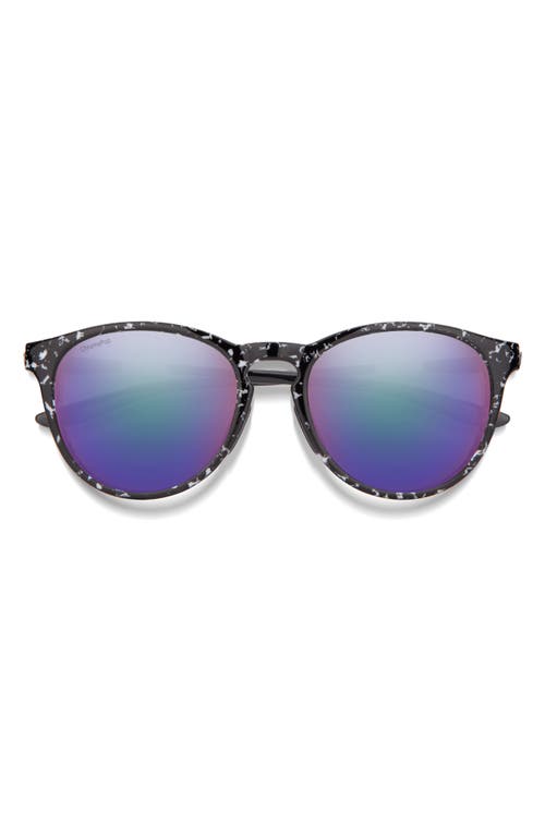 Smith Wander 55mm ChromaPop Polarized Round Sunglasses in Black Marble /Violet Mirror at Nordstrom