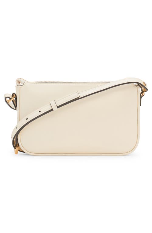 Shop Valentino Garavani Mini Vlogo Leather Shoulder Bag In Ivory