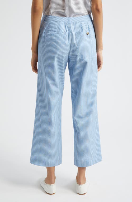 Shop Atm Anthony Thomas Melillo Stripe Cotton Twill Crop Pants In Summer Sky/white