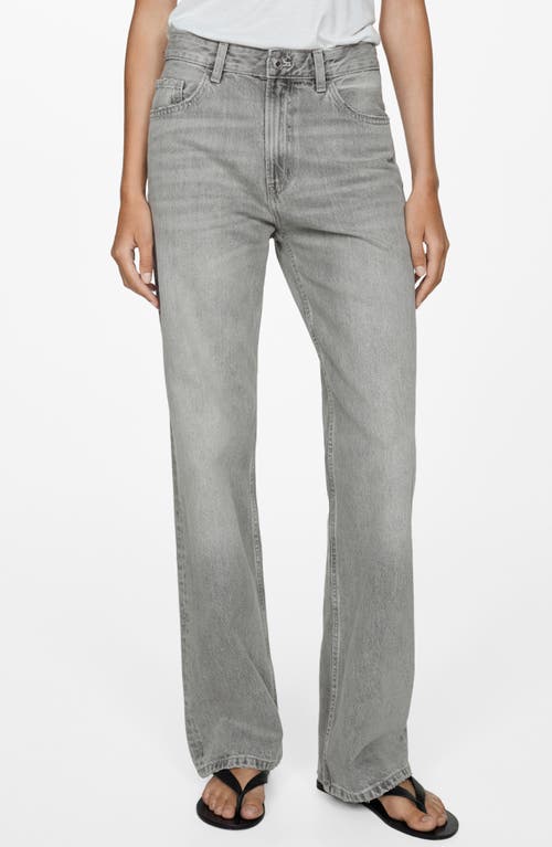 Shop Mango Mid Rise Relaxed Straight Leg Jeans In Denim Grey