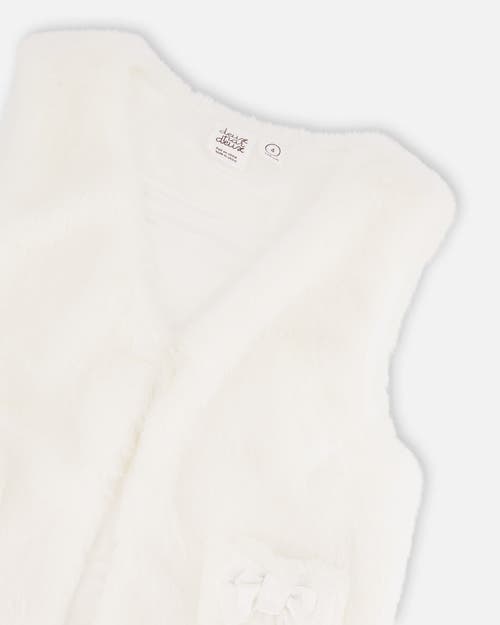 Deux Par Deux Little Girl's Faux Fur Vest Off White In Off White